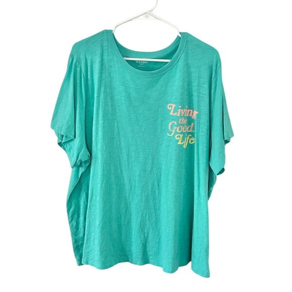 Old Navy Tops - Old Navy Teal Living The Good Life Graphic Tee